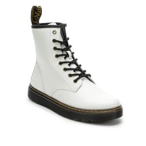 Dr. Martens Women's White Leather 8-Eye Lace-Up Boot with Black Trim (Zavala )